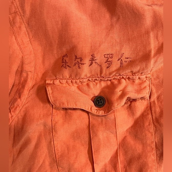 Polo Ralph Lauren M Silk Linen Blend Chinese Dragon Military Field Grade Shirt - Picture 4 of 12